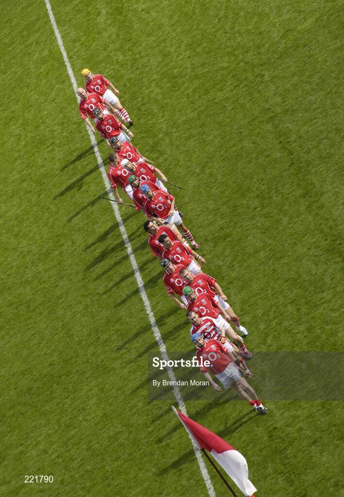3 September 2006; The Cork team march during the pre-match parade. Guinness All-Ireland Senior Hurling Championship Final, Cork v Kilkenny, Croke Park, Dublin. Picture credit: Brendan Moran / SPORTSFILE