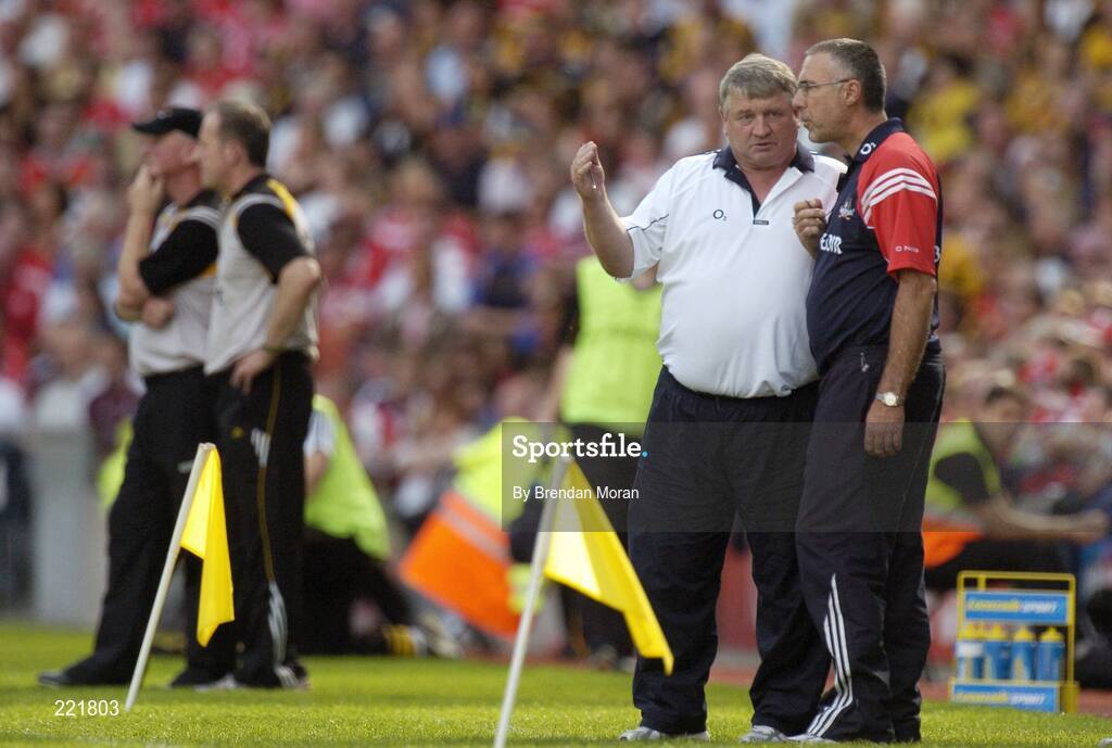 3 September 2006; Cork manager John Allen in conversation with selector Patsy Morrissey during the game. Guinness All-Ireland Senior Hurling Championship Final, Cork v Kilkenny, Croke Park, Dublin. Picture credit: Brendan Moran / SPORTSFILE