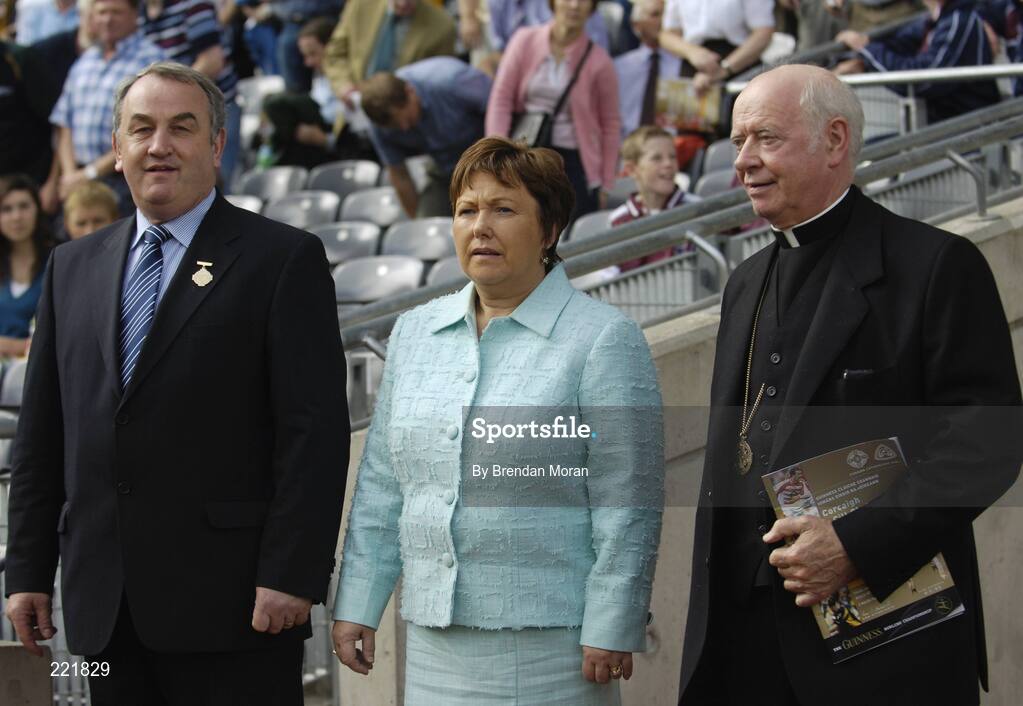 3 September 2006; President of the GAA Nickey Brennan arrives with his wife Mairead and Dr Diarmuid O Clumhain, Archbishop of Cashel and Emly. ESB All-Ireland Minor Hurling Championship Final, Galway v Tipperary, Croke Park, Dublin. Picture credit: Brendan Moran / SPORTSFILE