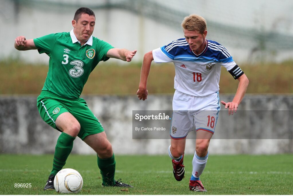 2 August 2014; Joseph Markey, Ireland, in action against Alexander Kuligin, Russia. 2014 CPISRA Football 7-A-Side European Championship 3rd/4th Place Play-Off, Ireland v Russia, Maia, Portugal. Picture credit: Carlos Patrão / SPORTSFILE