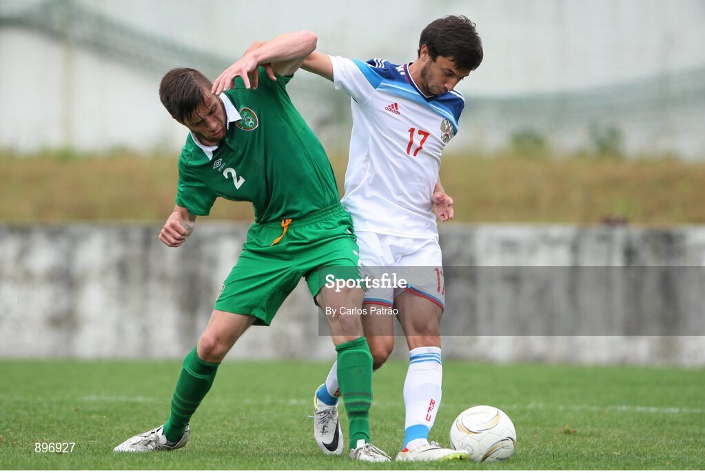 2 August 2014; Darragh Byrne, Ireland, in action against Zaurberk Pagaev, Russia. 2014 CPISRA Football 7-A-Side European Championship 3rd/4th Place Play-Off, Ireland v Russia, Maia, Portugal. Picture credit: Carlos Patrão / SPORTSFILE