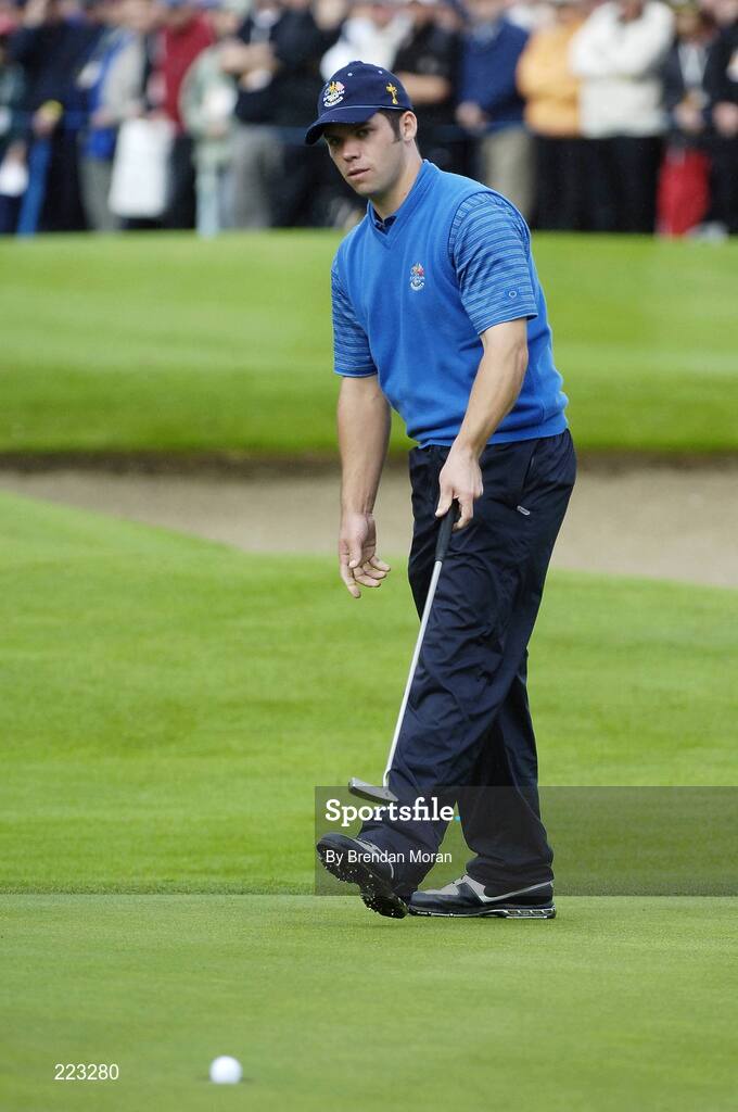 23 September 2006; Paul Casey, Team Europe 2006, reacts as his ball sinks into the hole for a birdie on the 8th green against Cink / Henry during Saturday morning's four-ball matches. 36th Ryder Cup Matches, K Club, Straffan, Co. Kildare, Ireland. Picture credit: Brendan Moran / SPORTSFILE