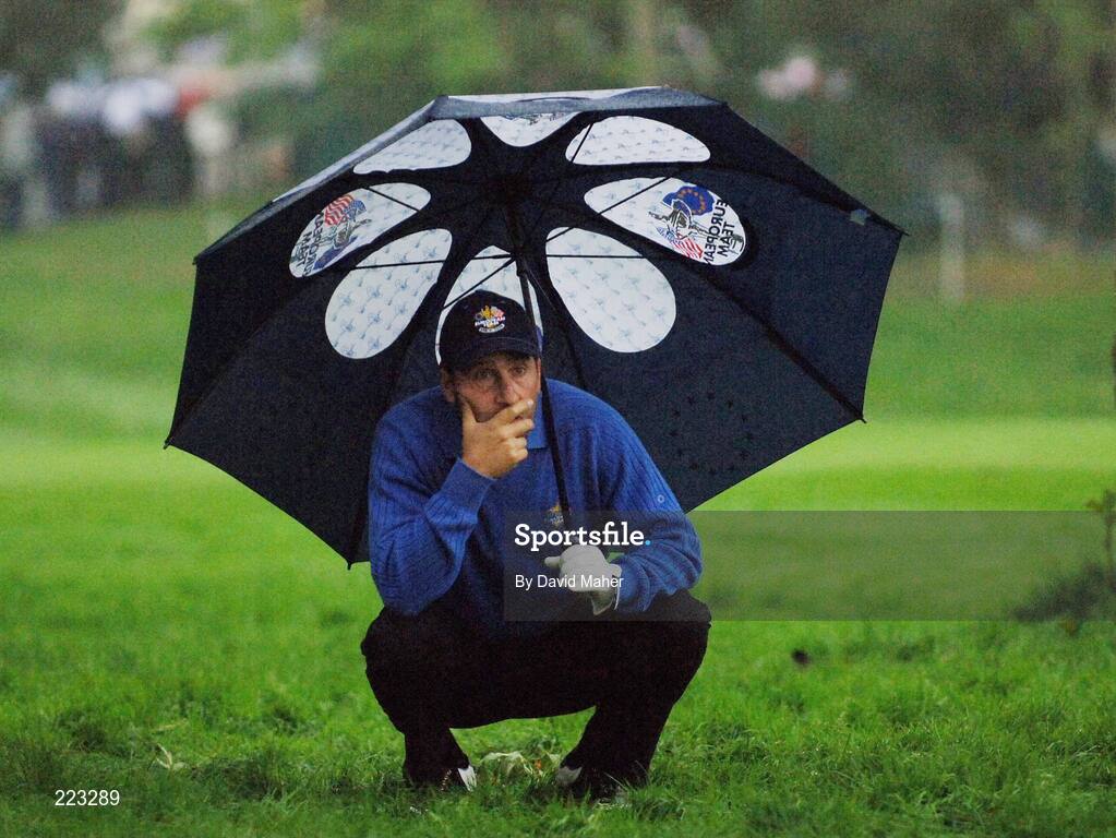 23 September 2006; Jose Maria Olazabal, Team Europe 2006, looks at his options from the rough on the second hole during Saturday morning's four-ball matches. 36th Ryder Cup Matches, K Club, Straffan, Co. Kildare, Ireland. Picture credit: David Maher / SPORTSFILE