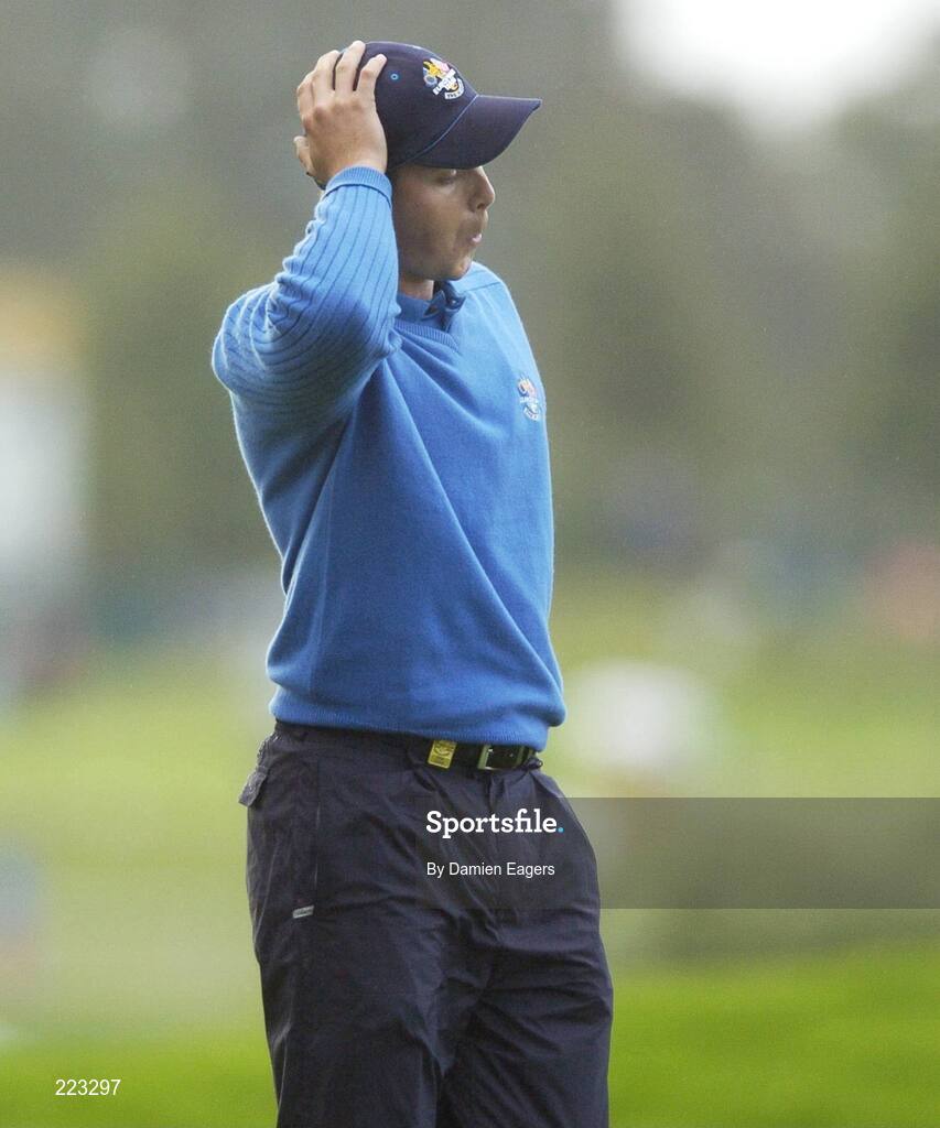 23 September 2006; Henrik Stenson, Team Europe 2006, reacts to a missed putt on the 1st green during Saturday morning's four-ball matches. 36th Ryder Cup Matches, K Club, Straffan, Co. Kildare, Ireland. Picture credit: Damien Eagers / SPORTSFILE