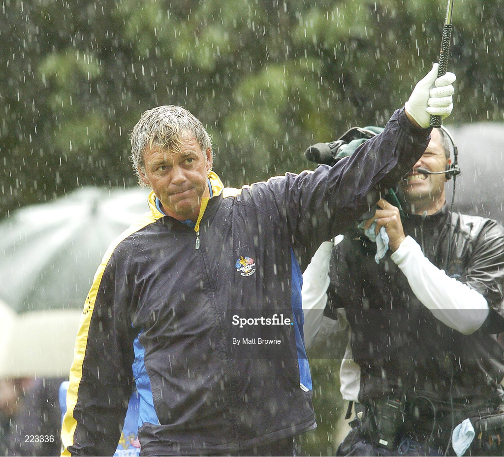 23 September 2006; Darren Clarke, Team Europe 2006, celebrates after his birdie chip at the 16th hole for victory over Woods / Furyk during Saturday morning's four-ball matches. 36th Ryder Cup Matches, K Club, Straffan, Co. Kildare, Ireland. Picture credit: Matt Browne / SPORTSFILE