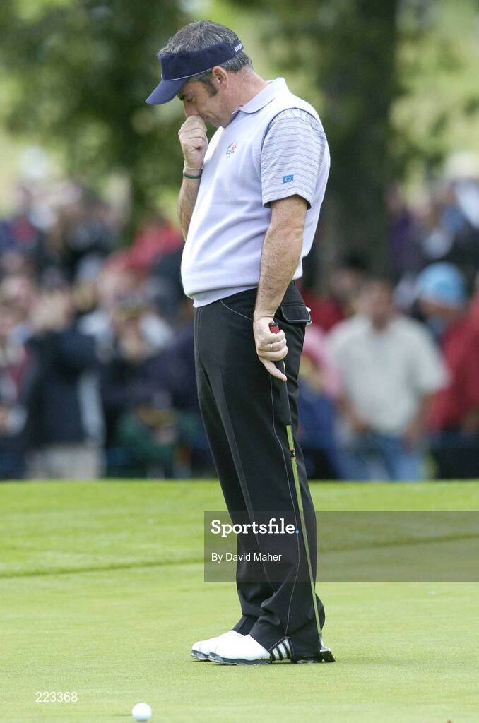 23 September 2006; Paul McGinley, Team Europe 2006, shows his disapointment after missing a putt on the fourth green during Saturday afternoon's foursomes matches. 36th Ryder Cup Matches, K Club, Straffan, Co. Kildare, Ireland. Picture credit: David Maher / SPORTSFILE