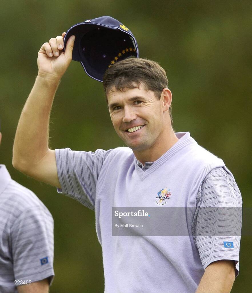 23 September 2006; Padraig Harrington, Team Europe 2006, acknowledges the crowd during Saturday afternoon's foursomes matches. 36th Ryder Cup Matches, K Club, Straffan, Co. Kildare, Ireland. Picture credit: Matt Browne / SPORTSFILE