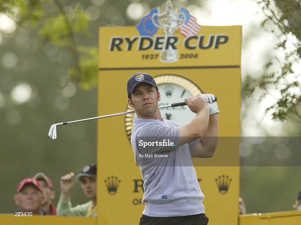 23 September 2006; Hole in one hero... Paul Casey, Team Europe 2006, watches his tee shot the 14th during Saturday afternoon's foursomes matches. 36th Ryder Cup Matches, K Club, Straffan, Co. Kildare, Ireland. Picture credit: Matt Browne / SPORTSFILE