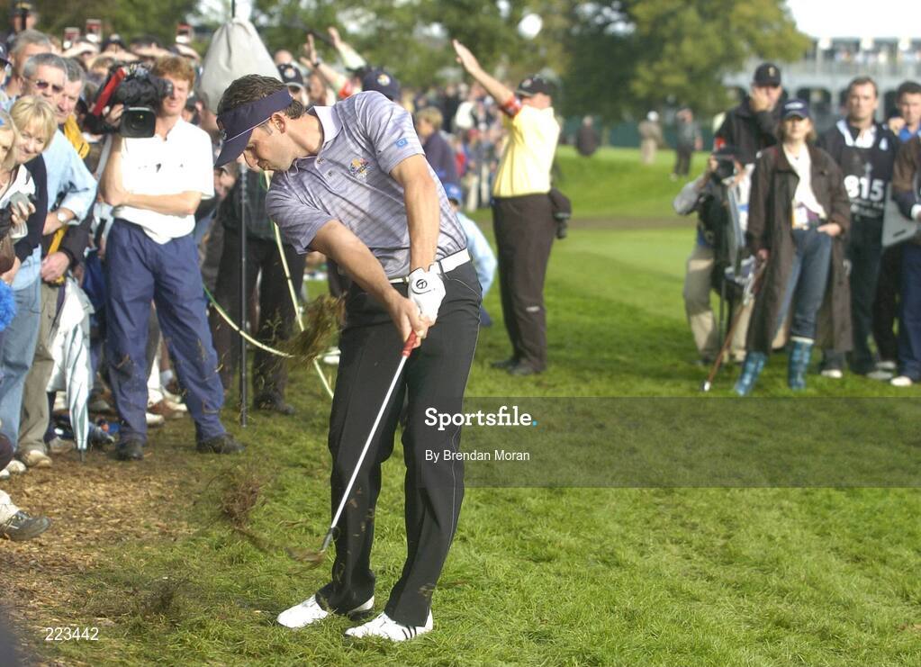 23 September 2006; Sergio Garcia, Team Europe 2006, plays their side's third shot to the 16th green against Mickelson / Toms during Saturday afternoon's foursomes matches. 36th Ryder Cup Matches, K Club, Straffan, Co. Kildare, Ireland. Picture credit: Brendan Moran / SPORTSFILE