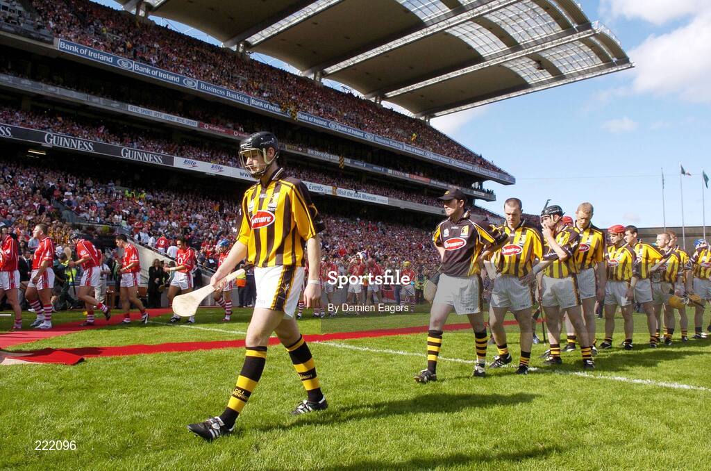 3 September 2006; Kilkenny captain Jackie Tyrrell leads goalkeeper James McGarry during the pre match parade. Guinness All-Ireland Senior Hurling Championship Final, Cork v Kilkenny, Croke Park, Dublin. Picture credit: Damien Eagers / SPORTSFILE