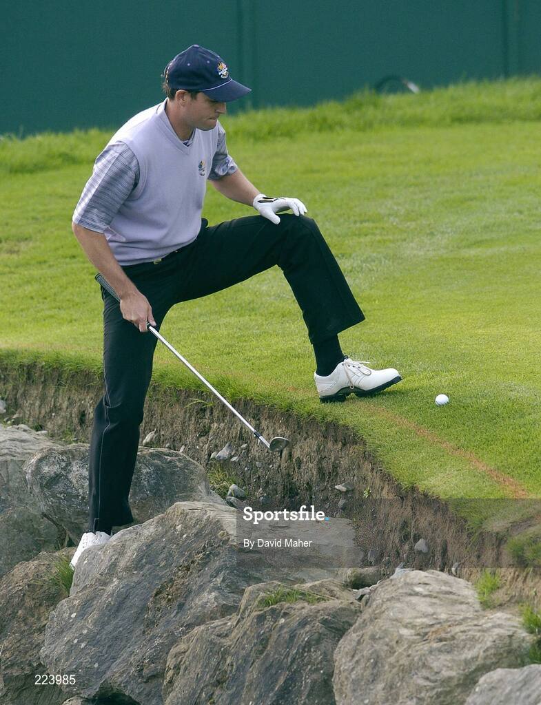 23 September 2006; David Howell, Team Europe 2006, looks at his options on the 11th fairway during Saturday afternoon's foursomes matches. 36th Ryder Cup Matches, K Club, Straffan, Co. Kildare, Ireland. Picture credit: David Maher / SPORTSFILE
