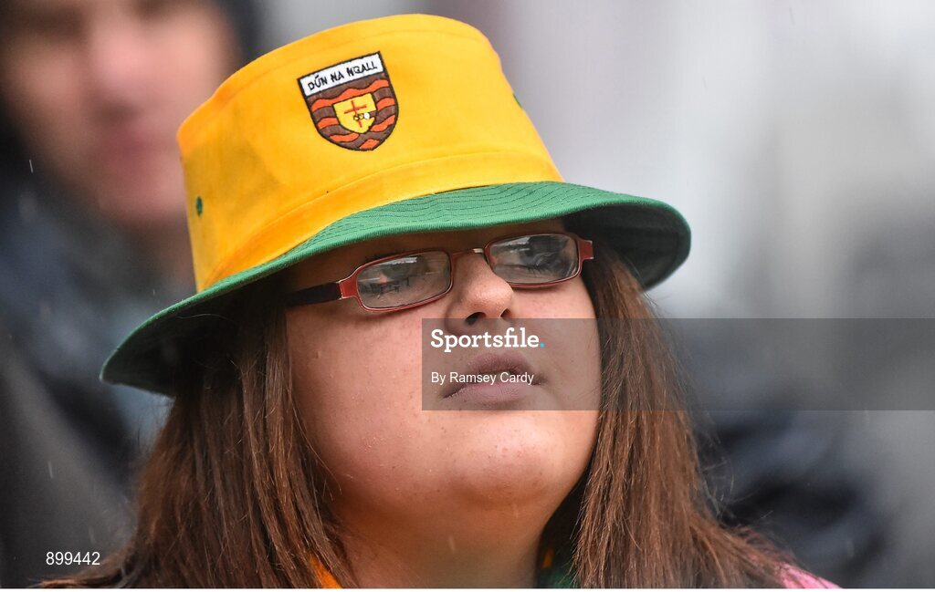 9 August 2014; A Donegal supporter in the final minutes of the game. GAA Football All-Ireland Senior Championship, Quarter-Final, Dublin v Monaghan, Croke Park, Dublin. Picture credit: Ramsey Cardy / SPORTSFILE