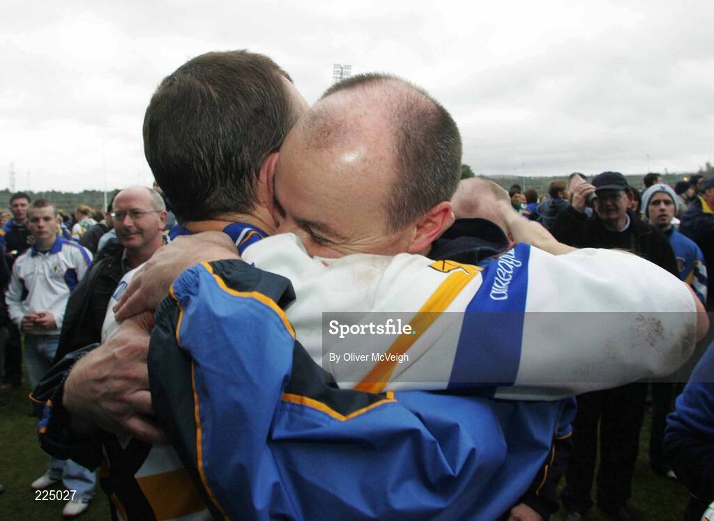 8 October 2006; Pascal Canavan embraces the Errigal Ciaran manager Malachy O'Rourke after the game. WJ Dolan Tyrone Senior Football Championship Final Replay, Errigal Ciaran v Carrickmore, Healy Park, Omagh, Co Tyrone. Picture credit: Oliver McVeigh / SPORTSFILE