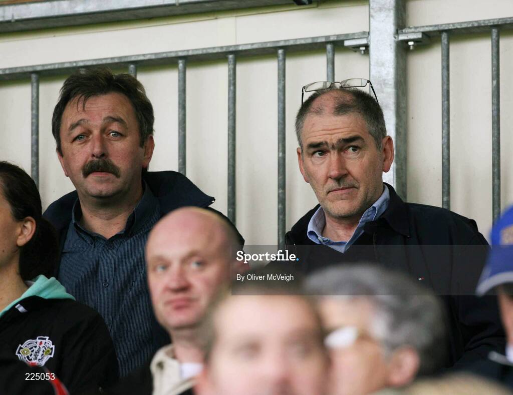 8 October 2006; Tyrone manager Mickey Harte, with his assistant Tony Donnelly, left, at game. WJ Dolan Tyrone Senior Football Championship Final Replay, Errigal Ciaran v Carrickmore, Healy Park, Omagh, Co Tyrone. Picture credit: Oliver McVeigh / SPORTSFILE