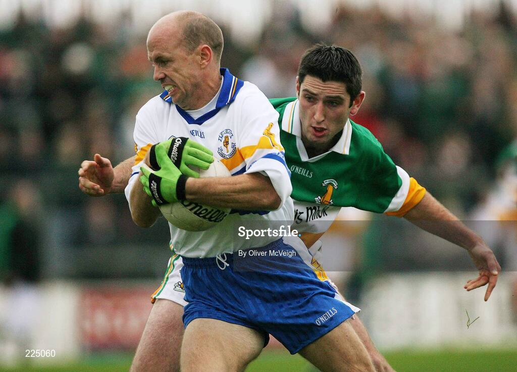 8 October 2006; Peter Canavan, Errigal Ciaran, is tackled by Ciaran Fox, Carrickmore. WJ Dolan Tyrone Senior Football Championship Final Replay, Errigal Ciaran v Carrickmore, Healy Park, Omagh, Co Tyrone. Picture credit: Oliver McVeigh / SPORTSFILE