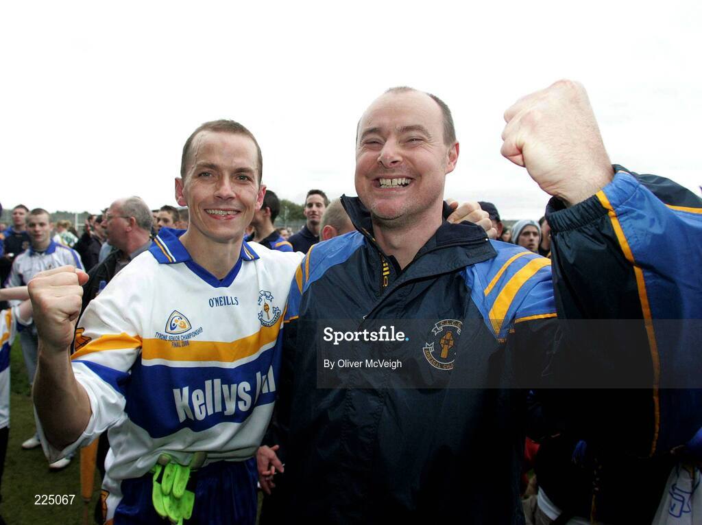 8 October 2006; Pascal Canavan with the Errigal Ciaran manager Malachy O'Rourke after the game. WJ Dolan Tyrone Senior Football Championship Final Replay, Errigal Ciaran v Carrickmore, Healy Park, Omagh, Co Tyrone. Picture credit: Oliver McVeigh / SPORTSFILE