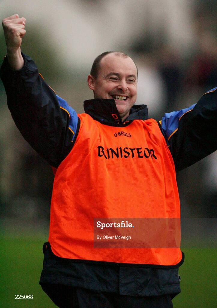 8 October 2006; Errigal Ciaran manager Malachy O'Rourke celebrates victory at the final whistle. WJ Dolan Tyrone Senior Football Championship Final Replay, Errigal Ciaran v Carrickmore, Healy Park, Omagh, Co Tyrone. Picture credit: Oliver McVeigh / SPORTSFILE