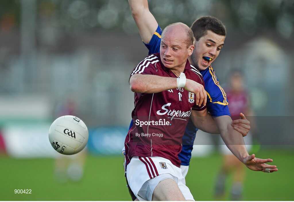 26 July 2014; James Kavanagh, Galway, in action against Robbie Kiely, Tipperary. GAA Football All Ireland Senior Championship, Round 4A, Galway v Tipperary. O'Connor Park, Tullamore, Co. Offaly. Picture credit: Barry Cregg / SPORTSFILE