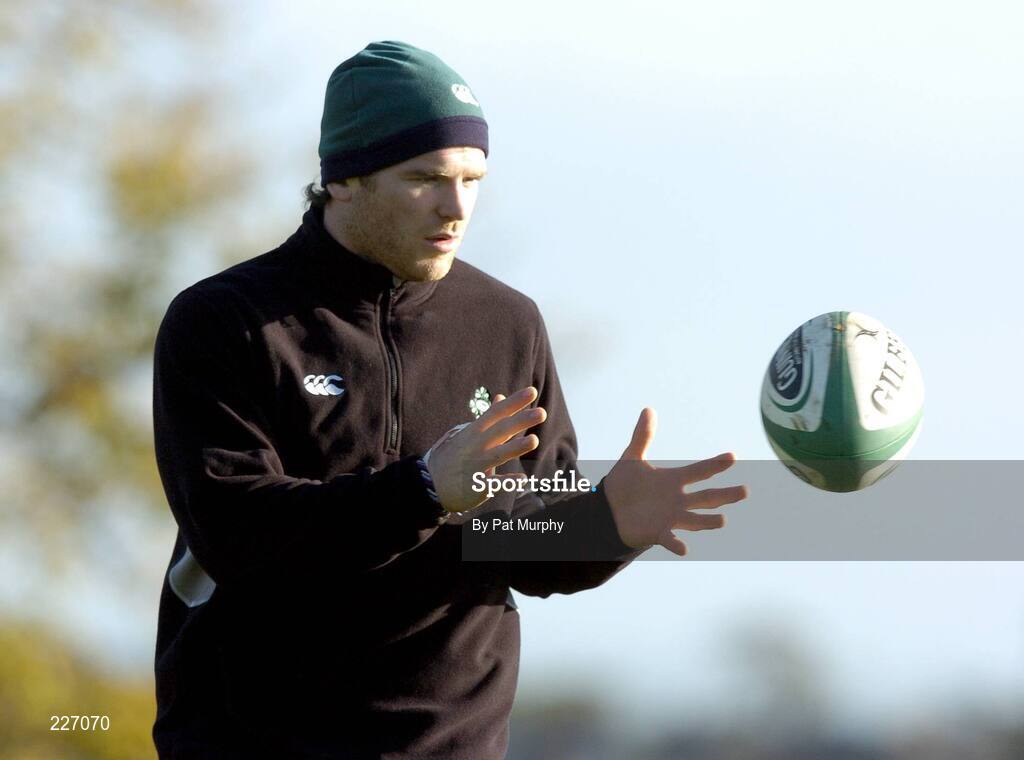 31 October 2006; Gordon D'Arcy in action during Ireland rugby squad training. St. Gerard's School, Bray, Co. Wicklow. Picture credit: Pat Murphy / SPORTSFILE