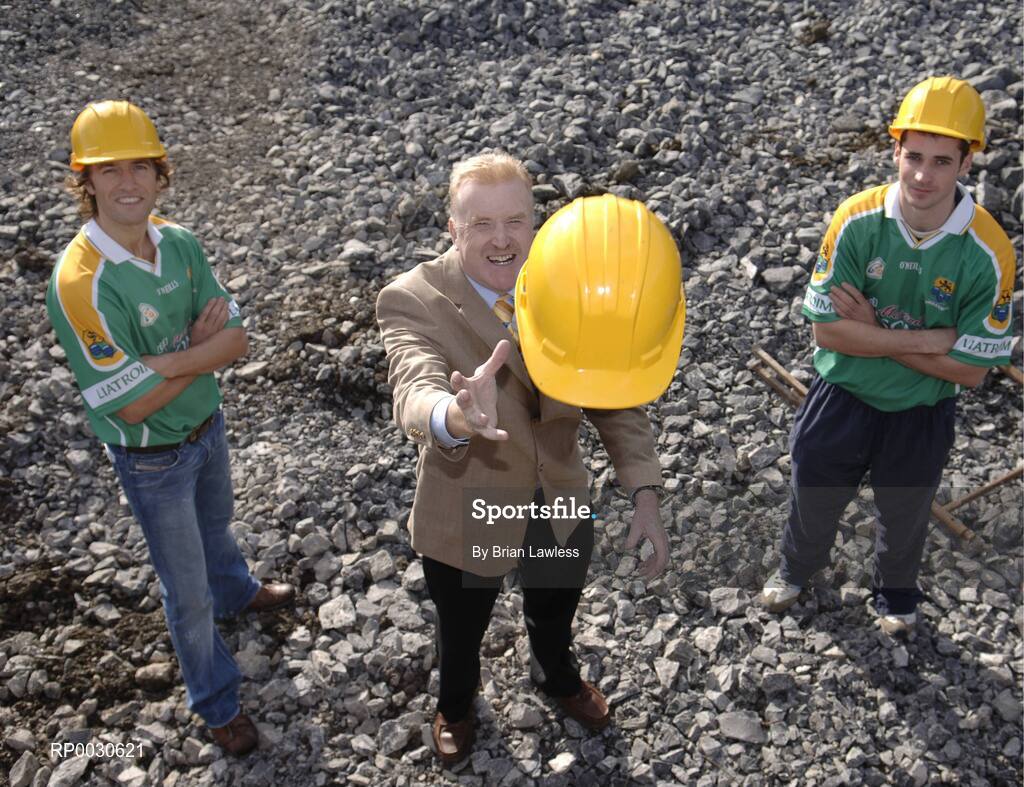 31 October 2006; Gerry McGovern, Chairman of Leitrim County Board, with Colin Regan, left, Senior team, and Philip Howard, Senior team, at the launch of an innovative fundraising drive, titled "Get On The Team", by Leitrim GAA supporters and Board to raise 1.5 million euro to complete the redevelopment of Pairc Sean MacDiarmada. Carrick-on-Shannon, Leirtim. Picture credit: Brian Lawless / SPORTSFILE