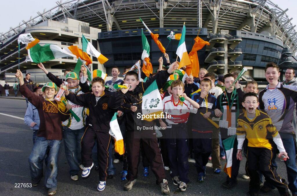 5 November 2006; Ireland supporters cheer on their team before the start of the game. Coca-Cola International Rules Series 2006, Second Test, Ireland v Australia, Croke Park, Dublin. Picture credit: David Maher / SPORTSFILE