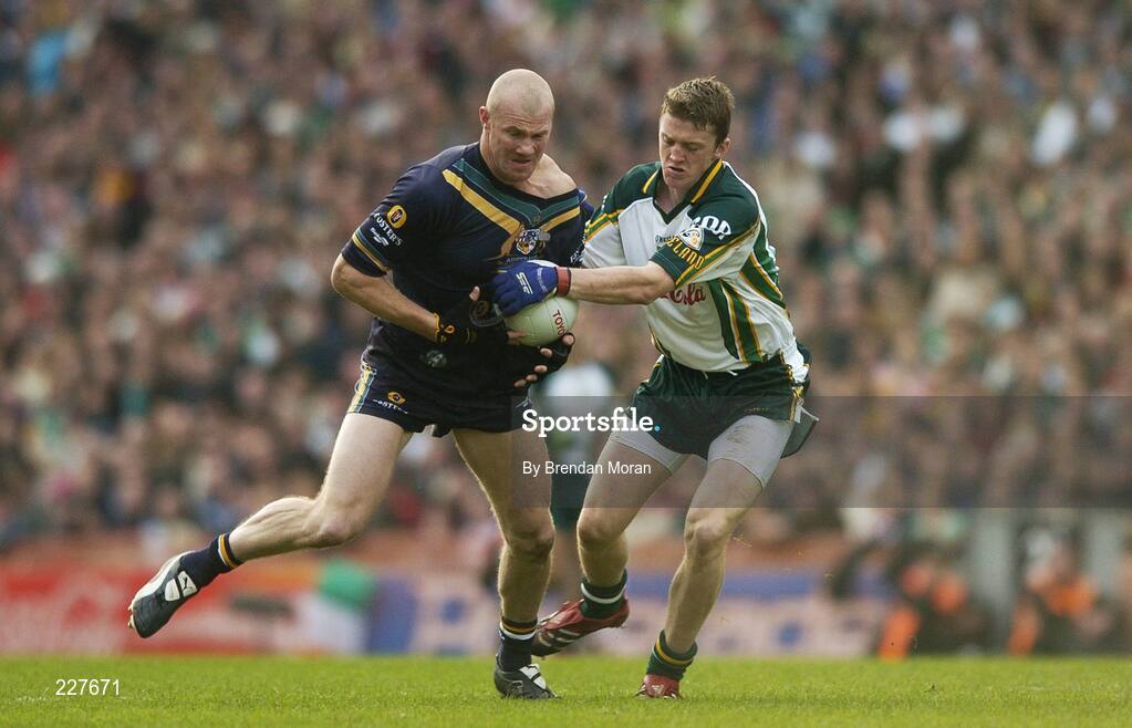 5 November 2006; Barry Hall, Australia, is tackled by Kevin Reilly, Ireland. Coca-Cola International Rules Series 2006, Second Test, Ireland v Australia, Croke Park, Dublin. Picture credit: Brendan Moran / SPORTSFILE