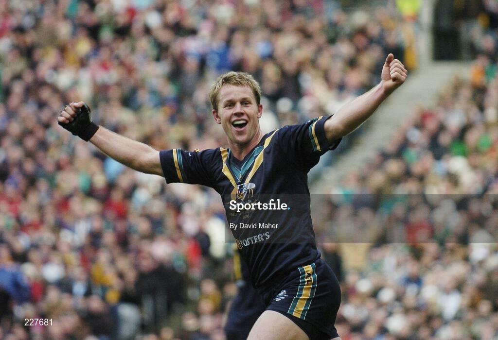 5 November 2006; Ryan O'Keefe, Australia, celebrates after his team-mate Ryan Crowley had scored his side's third goal. Coca-Cola International Rules Series 2006, Second Test, Ireland v Australia, Croke Park, Dublin. Picture credit: David Maher / SPORTSFILE