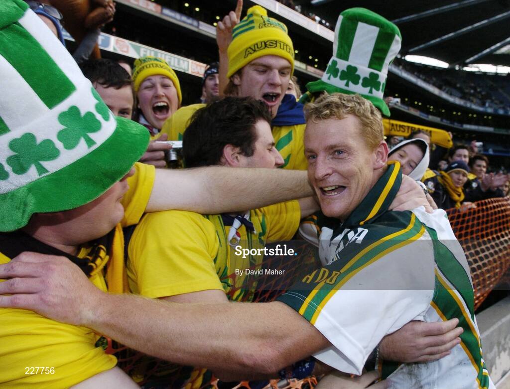5 November 2006; Danyle Pearse, Australia, celebrates at the end of the game. Coca-Cola International Rules Series 2006, Second Test, Ireland v Australia, Croke Park, Dublin. Picture credit: David Maher / SPORTSFILE