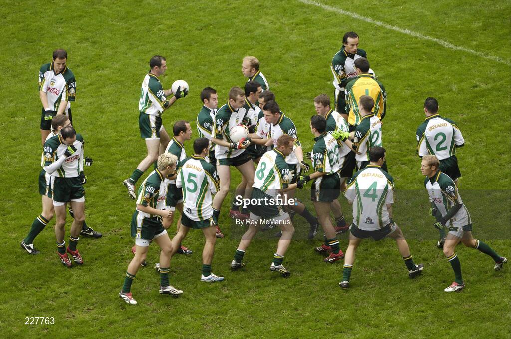 5 November 2006; Members of the Ireland squad 'warm up' before the start of the game. Coca-Cola International Rules Series 2006, Second Test, Ireland v Australia, Croke Park, Dublin. Picture credit: Ray McManus / SPORTSFILE