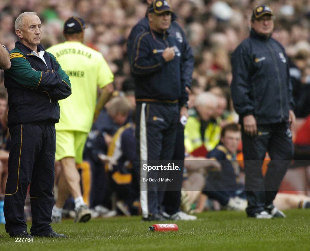 5 November 2006; Ireland manager Sean Boylan with  the Australian manager Kevin Sheedy, right. Coca-Cola International Rules Series 2006, Second Test, Ireland v Australia, Croke Park, Dublin. Picture credit: David Maher / SPORTSFILE
