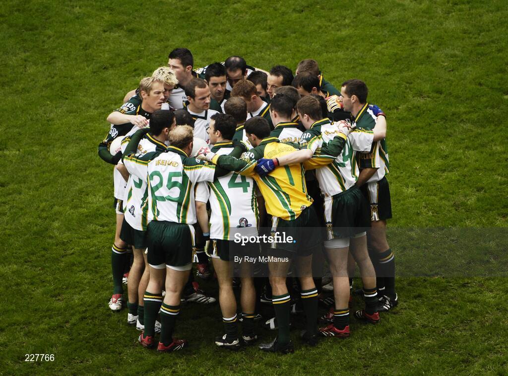 5 November 2006; Members of the Ireland squad listen to their captain Kieran McGeeney before the start of the game. Coca-Cola International Rules Series 2006, Second Test, Ireland v Australia, Croke Park, Dublin. Picture credit: Ray McManus / SPORTSFILE