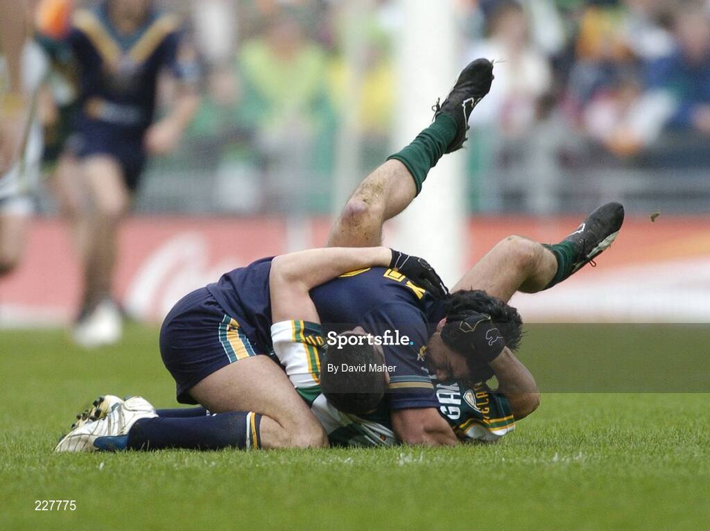 5 November 2006; Ryan Crowley, Australia, tussles with Sean Cavanagh, Ireland, during the first half. Coca-Cola International Rules Series 2006, Second Test, Ireland v Australia, Croke Park, Dublin. Picture credit: David Maher / SPORTSFILE
