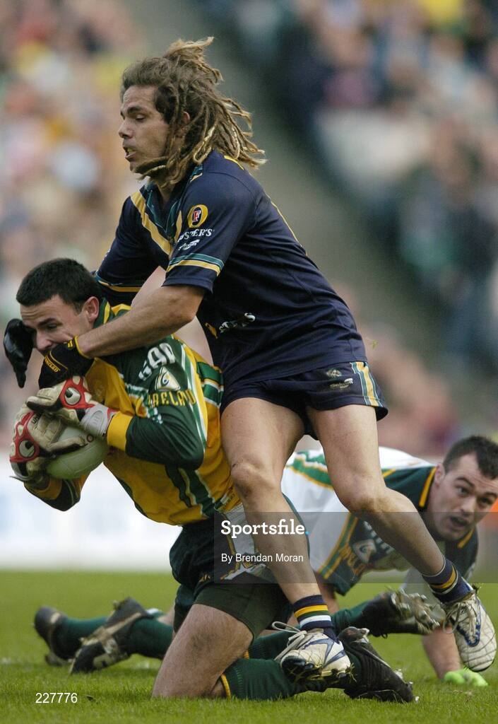 5 November 2006; Alan Quirke, Ireland, is tackled by Chance Bateman, Australia. Coca-Cola International Rules Series 2006, Second Test, Ireland v Australia, Croke Park, Dublin. Picture credit: Brendan Moran / SPORTSFILE