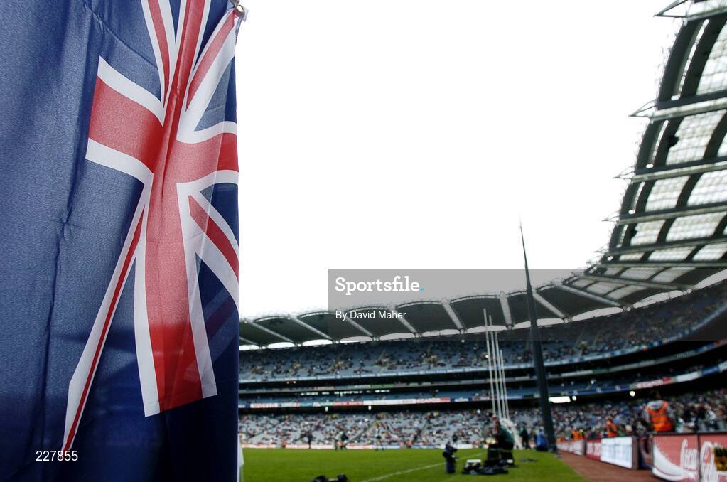 5 November 2006; A Union Jack flag flying before the start of the game. Coca-Cola International Rules Series 2006, Second Test, Ireland v Australia, Croke Park, Dublin. Picture credit: David Maher / SPORTSFILE