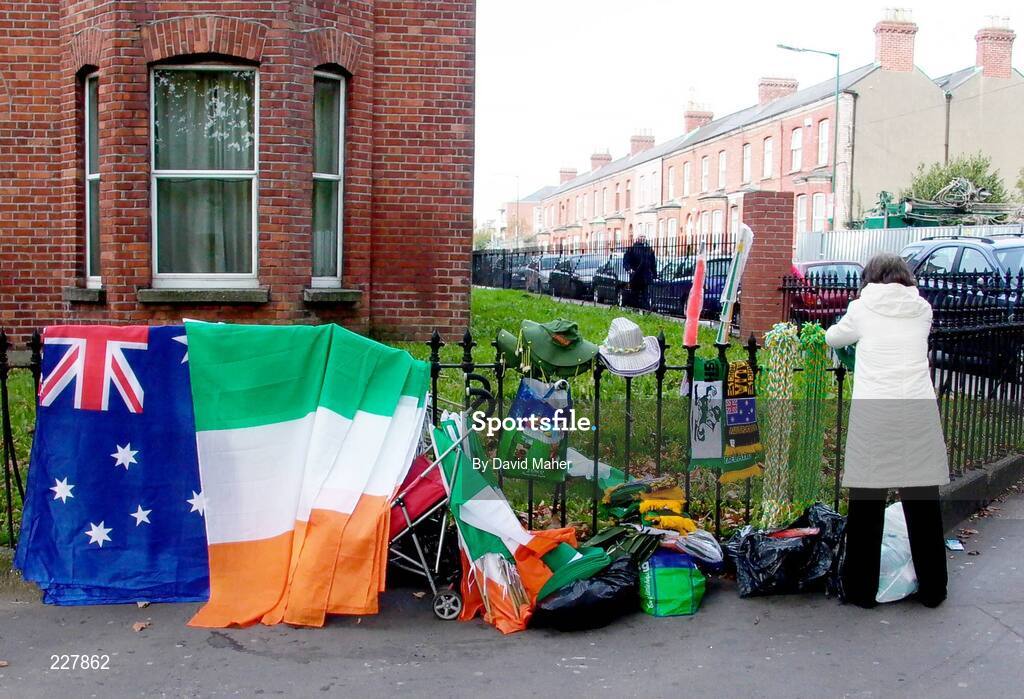 5 November 2006; Flags and scarves of Australia and Ireland  on sale outside Croke Park before the game. Coca-Cola International Rules Series 2006, Second Test, Ireland v Australia, Croke Park, Dublin. Picture credit: David Maher / SPORTSFILE