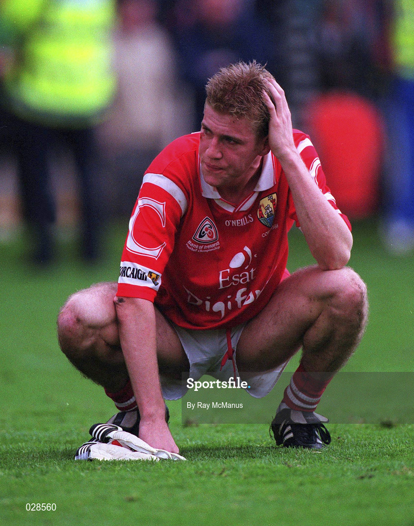 26 September 1999; Anthony Lynch of Cork dejected following the GAA Football All-Ireland Senior Championship Final match between Meath and Cork at Croke Park in Dublin. Photo by Ray McManus/Sportsfile