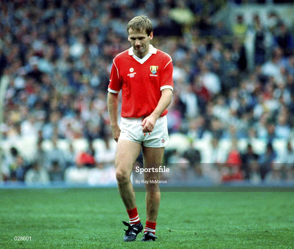 16 September 1990; Colm O'Neill of Cork leaves the field after being sent off by referee Paddy Russell during the All-Ireland Senior Football Championship Final match between Cork and Meath at Croke Park in Dublin. Photo by Ray McManus/Sportsfile