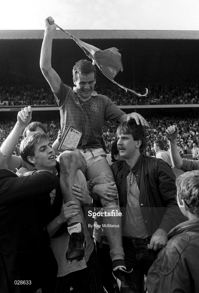 20 September 1987; Colm O'Rourke of Meath celebrates with supporters after the All-Ireland Senior Football Championship Final match between Meath and Cork at Croke Park in Dublin. Photo by Ray McManus/Sportsfile