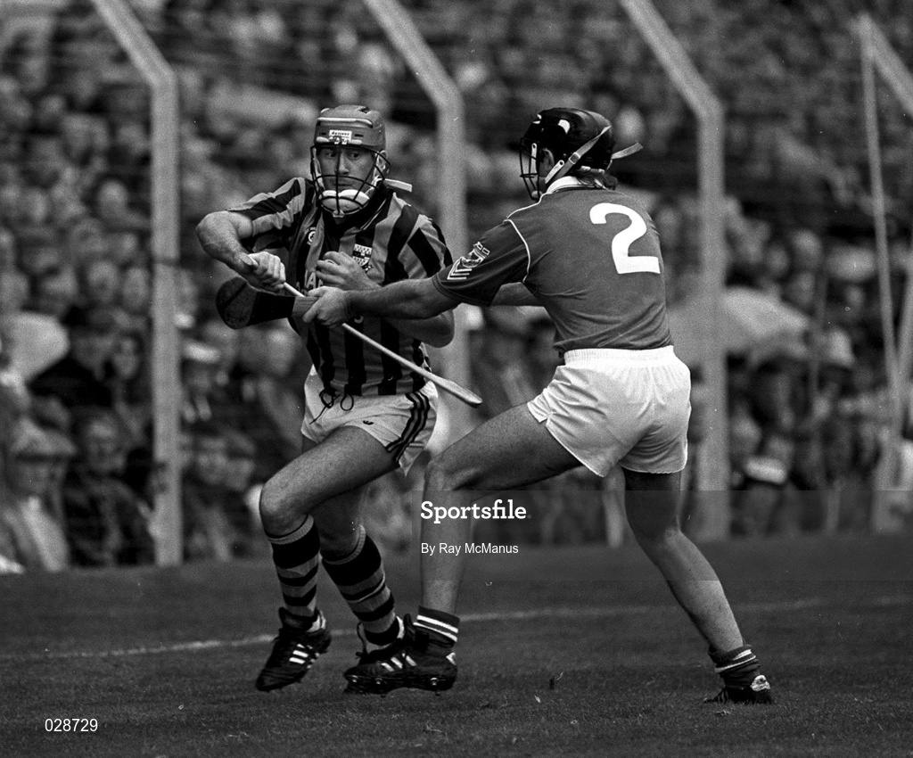 6 September 1992; Eamonn Morrissey of Kilkenny in action against Brian Corcoran of Cork during the All-Ireland Senior Hurling Championship Final match between Kilkenny and Cork at Croke Park in Dublin. Photo by Ray McManus/Sportsfile