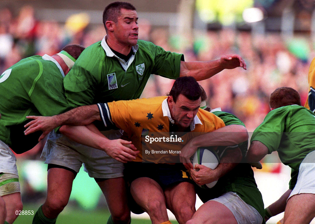 10 October 1999; Joe Roff of Australia during the Rugby World Cup Pool E match between Ireland and Australia at Lansdowne Road in Dublin. Photo by Brendan Moran/Sportsfile