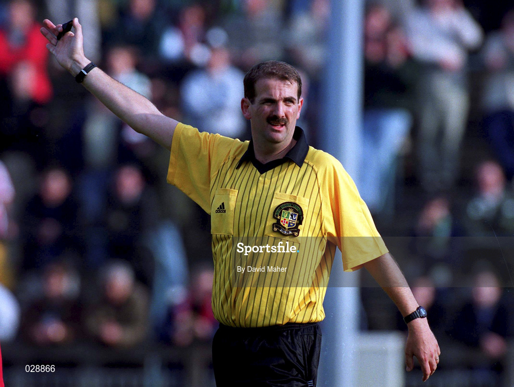 17 October 1999; Referee John Feighrey during the Eircom League Premier Division match between Shamrock Rovers and Cork City at Morton Stadium in Santry, Dublin. Photo by David Maher/Sportsfile