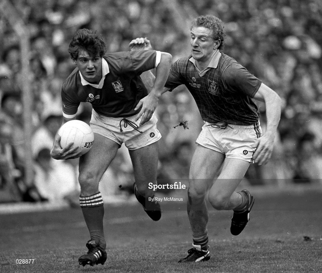 20 September 1987; John O'Driscoll of Cork in action against Martin O'Connell of Meath during the All-Ireland Senior Football Championship Final match between Meath and Cork at Croke Park in Dublin. Photo by Ray McManus/Sportsfile