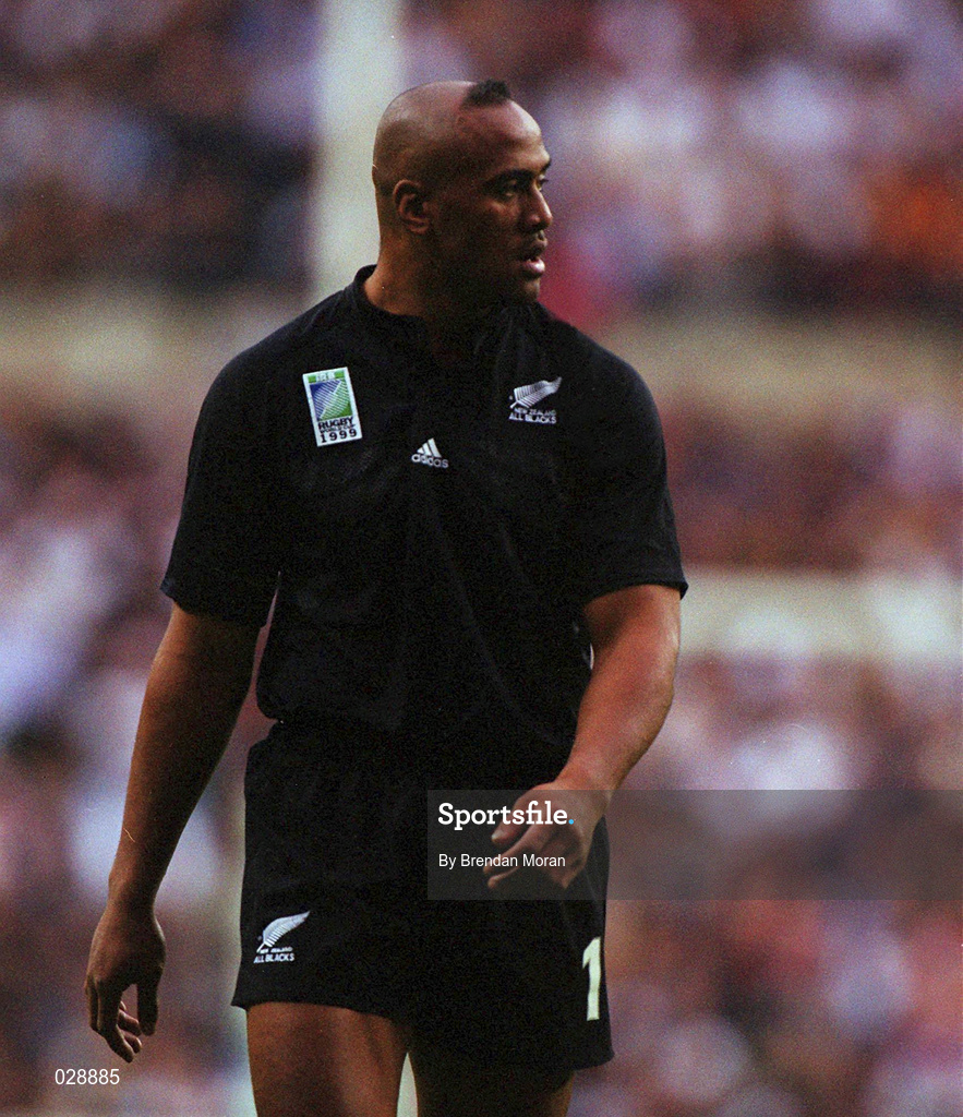 9 October 1999; Jonah Lomu of New Zealand during the Rugby World Cup match between England and New Zealand at Twickenham Stadium in London, England. Photo by Brendan Moran/Sportsfile