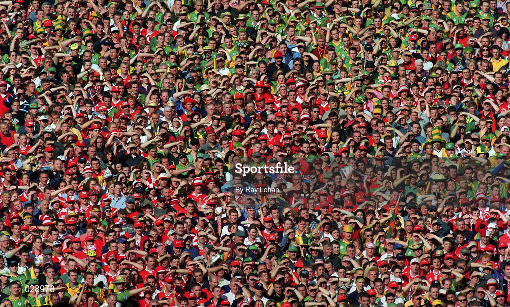 26 September 1999; Supporters from both sides during the GAA Football All-Ireland Senior Championship Final match between Meath and Cork at Croke Park in Dublin. Photo by Ray Lohan/Sportsfile
