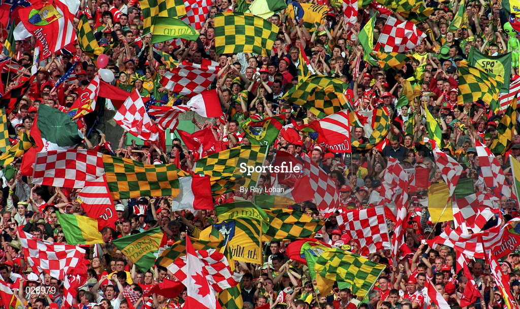 26 September 1999; Supporters from both sides during the GAA Football All-Ireland Senior Championship Final match between Meath and Cork at Croke Park in Dublin. Photo by Ray Lohan/Sportsfile