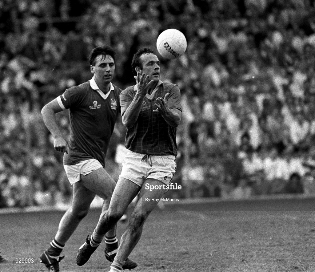 20 September 1987; Mick Lyons of Meath in action against Jimmy Kerrigan of Cork during the All-Ireland Senior Football Championship Final match between Meath and Cork at Croke Park in Dublin. Photo by Ray McManus/Sportsfile