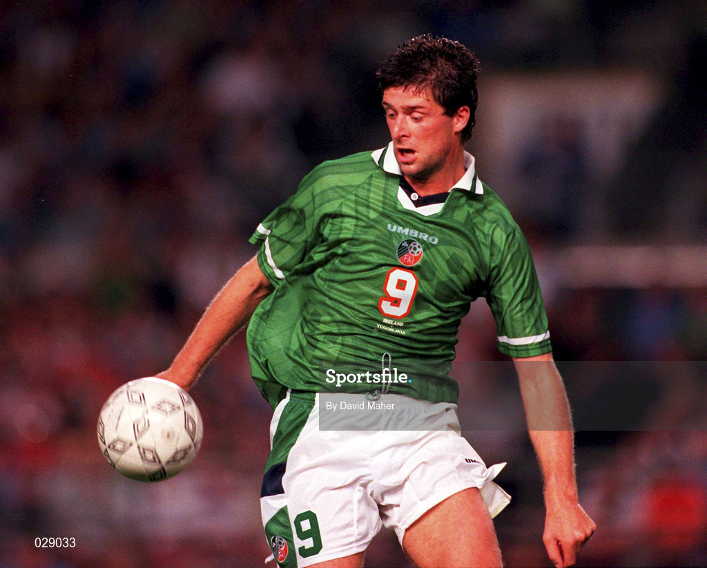 1 September 1999; Niall Quinn of Ireland during the UEFA European Championships Qualifier match between Republic of Ireland and Yugoslavia at Lansdowne Road in Dublin. Photo by David Maher/Sportsfile