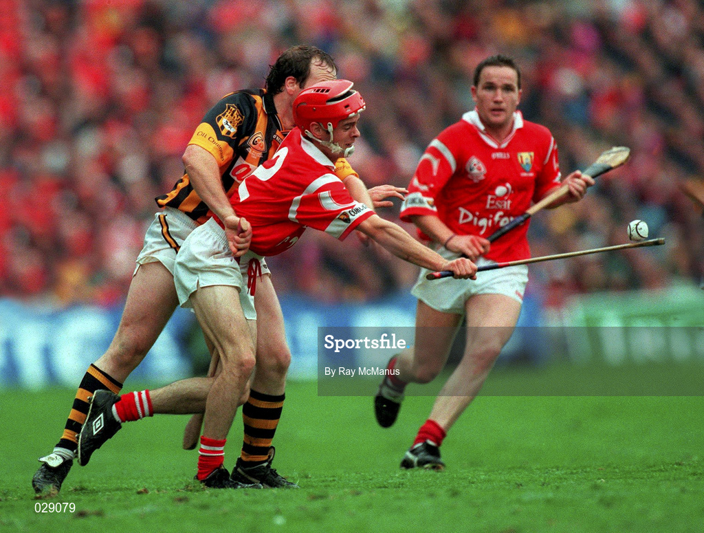 12 September 1999; Sean McGrath, Cork, in action against Willioe O'Connor, Kilkenny, All Ireland Senior Hurling   Championship Final, Croke Park, Dublin. Picture credit; Ray McManus/SPORTSFILE