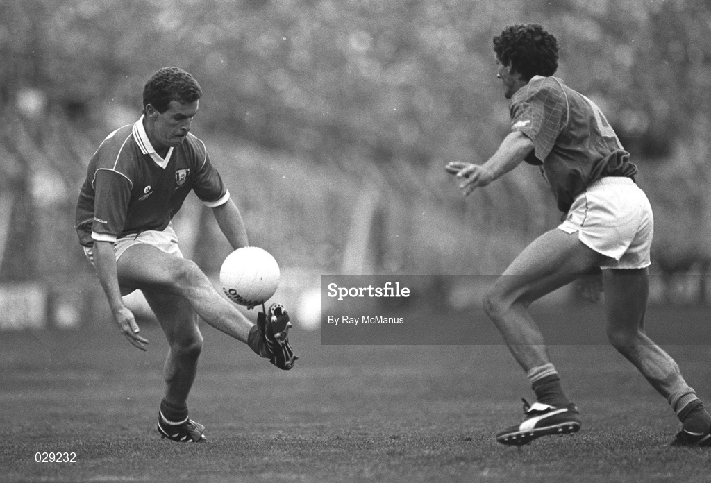 16 September 1990; Paul McGrath of Cork in action against Terry Ferguson of Meath during the All-Ireland Senior Football Championship Final match between Cork and Meath at Croke Park in Dublin. Photo by Ray McManus/Sportsfile
