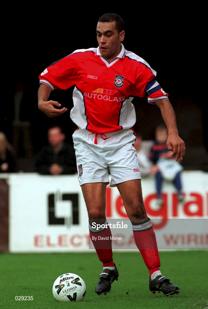 24 October 1999; Paul Osam of St Patrick's Athletic during the Eircom League Premier Division match between St Patrick's Athletic and Shamrock Rovers at Richmond Park in Dublin. Photo by David Maher/Sportsfile